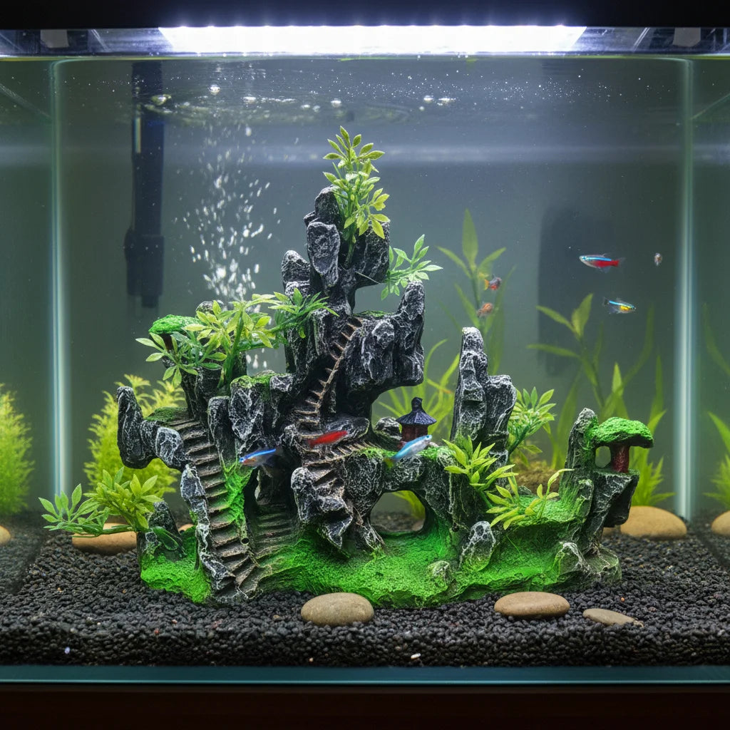 Resin Rock Decoration for Aquarium Fish Tank Artificial Landscape with Waterproof Feature
