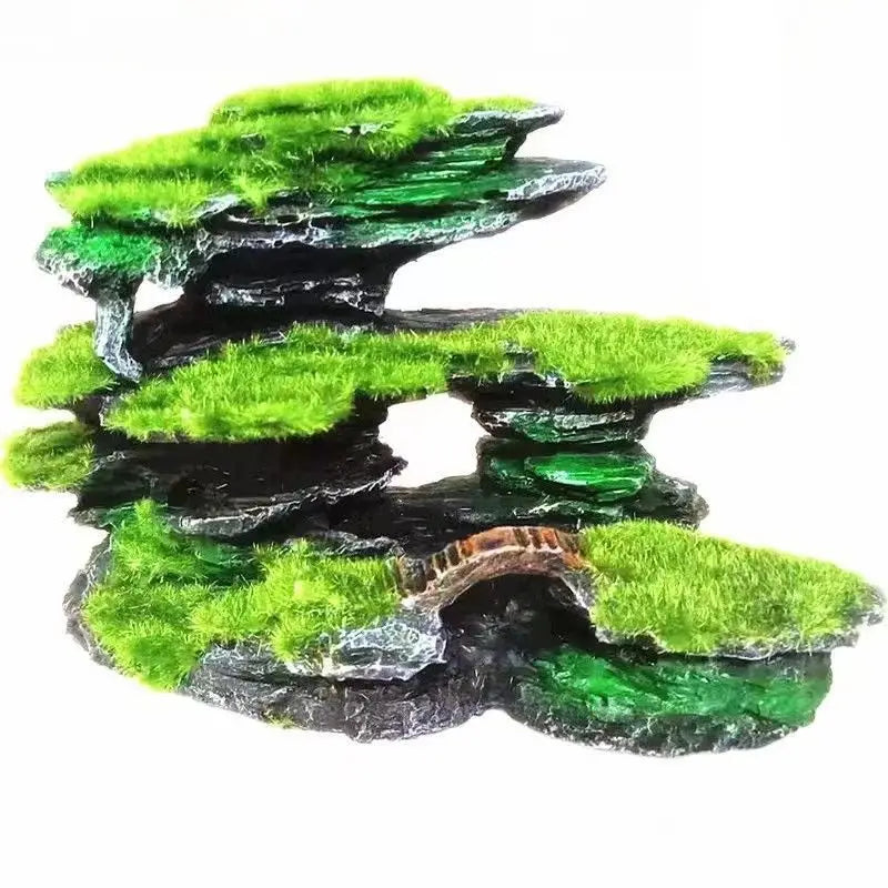 Reptile Basking Platform Small Climbing Fish Accessories Landscaping Escape House Simulation Aquariums Flocking Decoration With