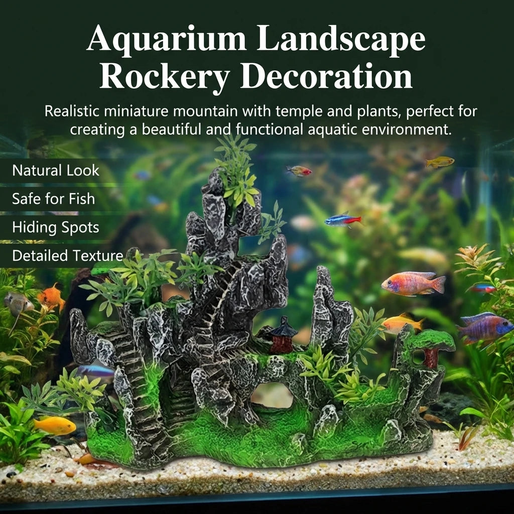 Resin Rock Decoration for Aquarium Fish Tank Artificial Landscape with Waterproof Feature