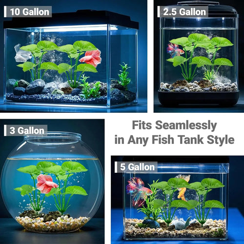 2-Pack Aquarium Decor Fish Tank Decorations 6-inch Betta Leaf Hammock, Artificial Silk Plants for Goldfish and Reptiles