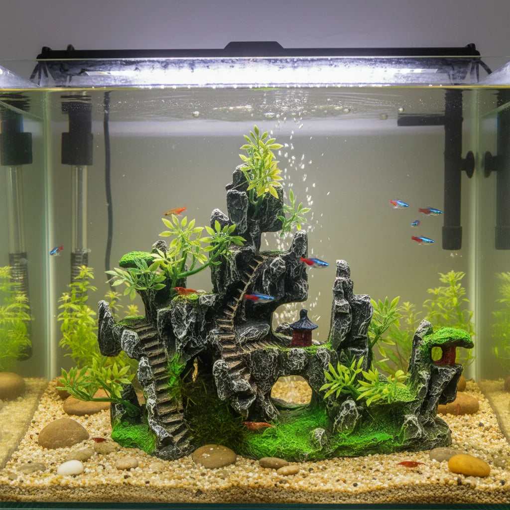 Resin Rock Decoration for Aquarium Fish Tank Artificial Landscape with Waterproof Feature